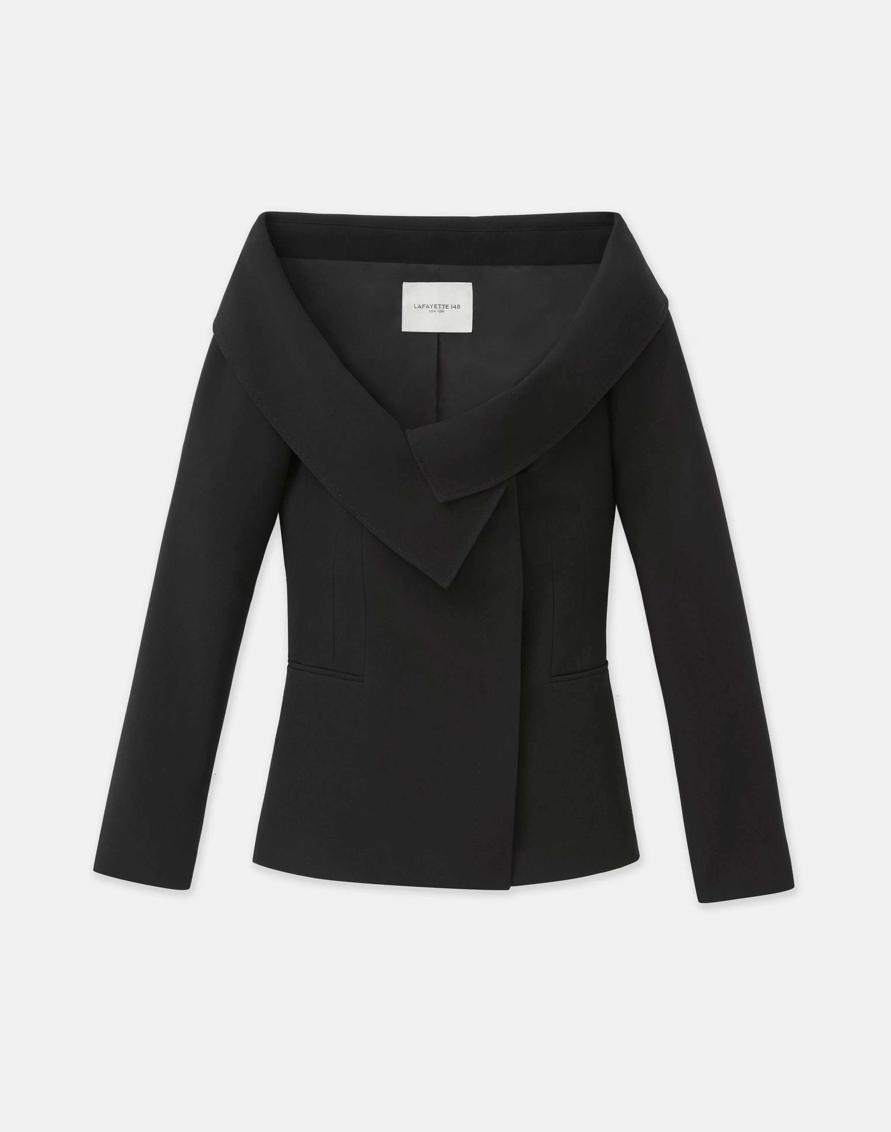 Wool-Silk Crepe Portrait Collar Jacket<Lafayette 148 New York Shop