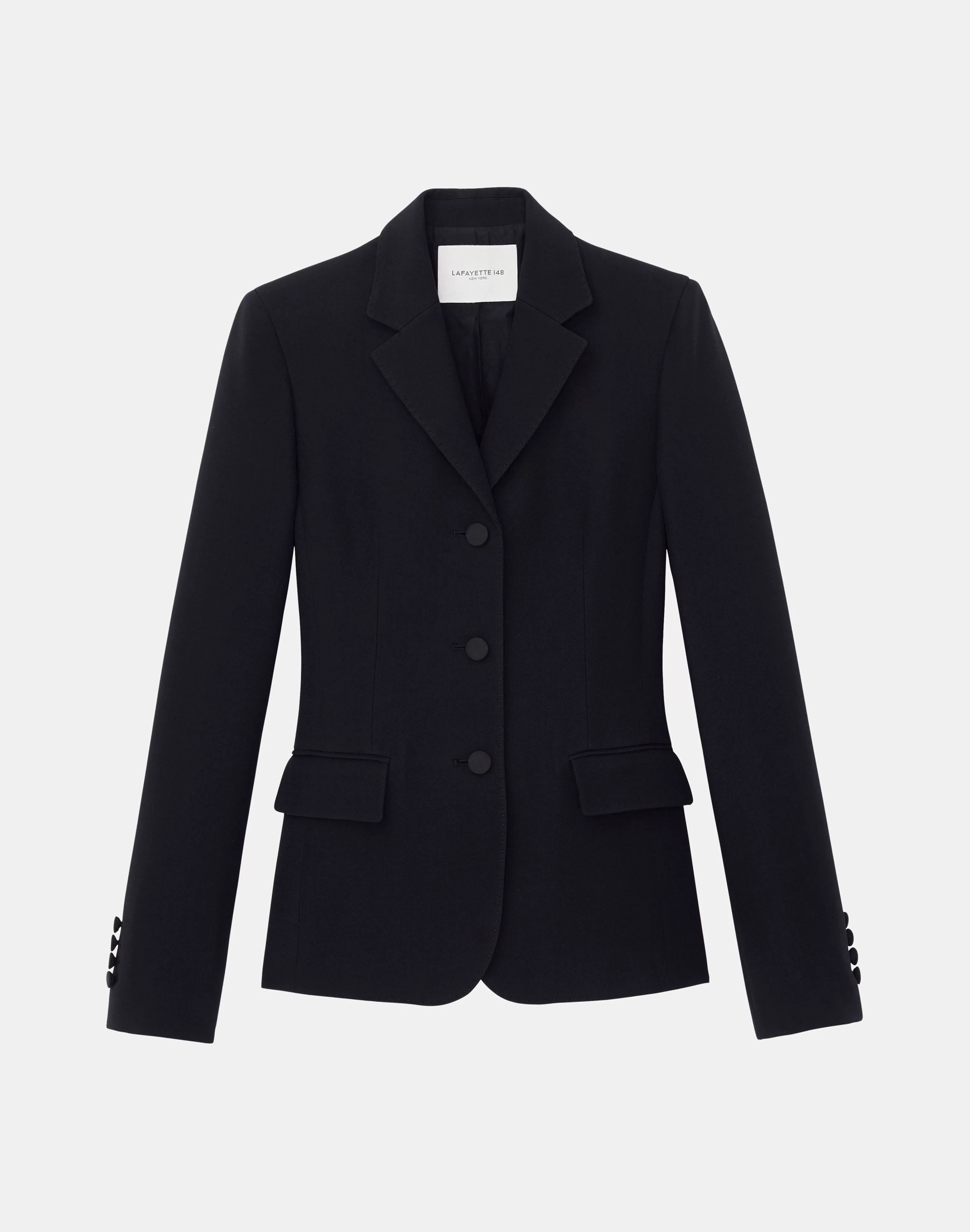 Wool-Silk Crepe Three-Button Academy Blazer<Lafayette 148 New York Store