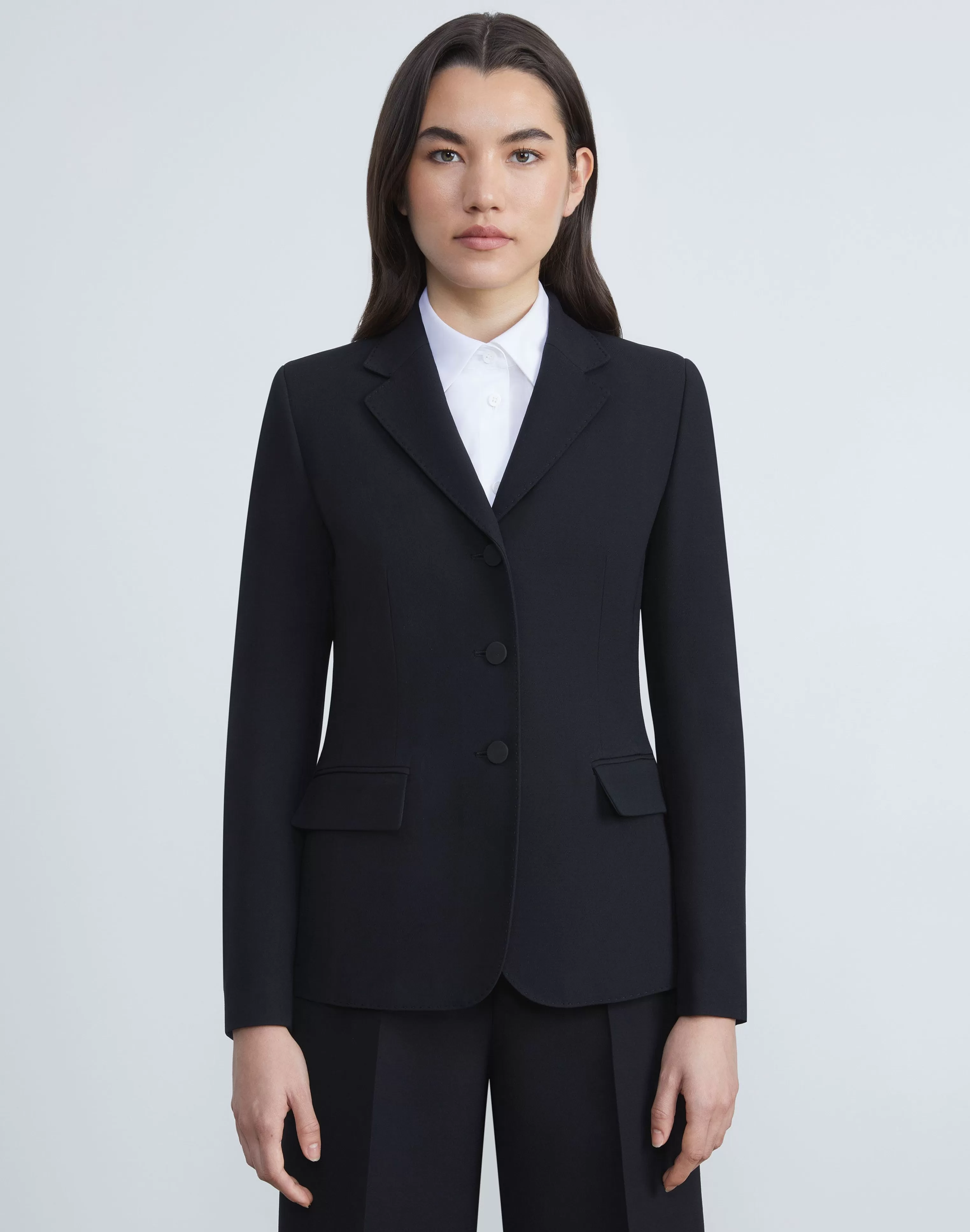 Wool-Silk Crepe Three-Button Academy Blazer<Lafayette 148 New York Store